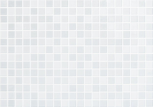 White Tile Wall Chequered Background Bathroom Floor Texture. Ceramic Wall And Floor Tiles Mosaic Background In Bathroom.