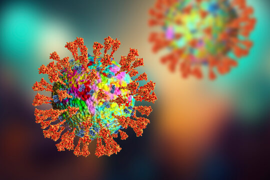 Covid-19 coronavirus, SARS-CoV-2 viruses, 3D illustration