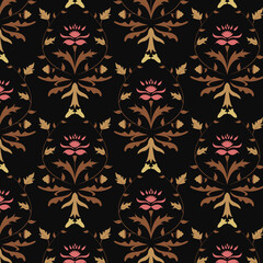Vintage flower seamless pattern in dark