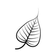 Black line icon for Peepal leaf
