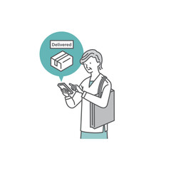 スマホアプリで宅配状況を確認するシニア女性.