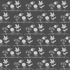 Seamless winter pattern with snowflakes and hearts.