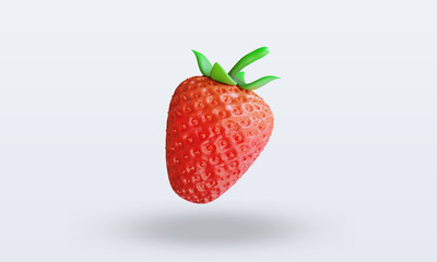 3d Fruits Strawberry rendering front view