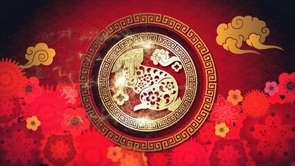 Obraz na płótnie Canvas Happy Chinese New Year 2023, year of the Rabbit, also known as the Spring Festival with the Chinese astrological Rabbit symbol for background decoration. Asian and traditional culture concept