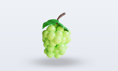 3d Fruits Green Grape rendering front view