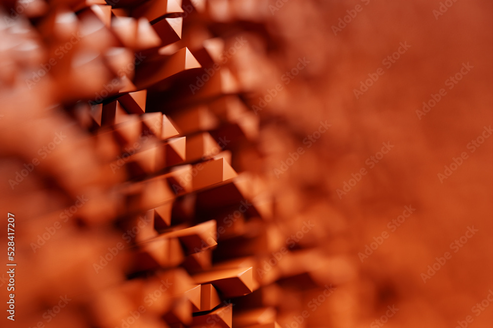 Poster 3d rendering. orange pattern of different shapes. minimalistic pattern of simple shapes. bright crea