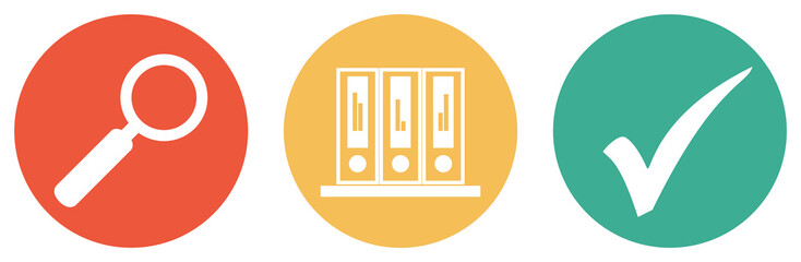 Akten oder Dokumente in der Verwaltung suchen - Bunter Button Banner