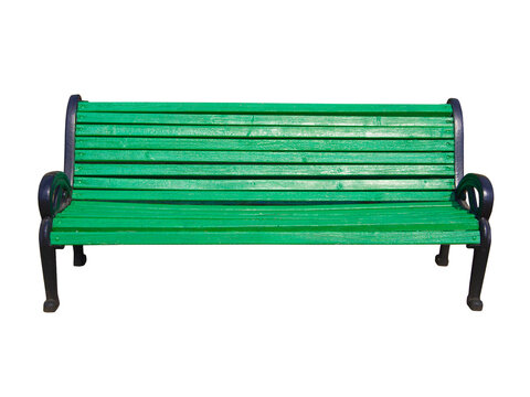 Green wooden old bench on a transparent background. png