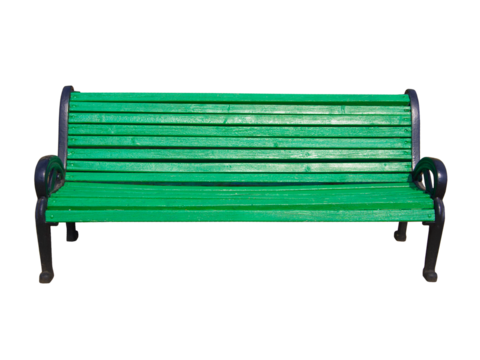 Green wooden old bench on a transparent background. png