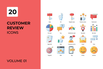 Customer Review icons collection. Set contains such Icons as approve, bubble, business, chatting, and more