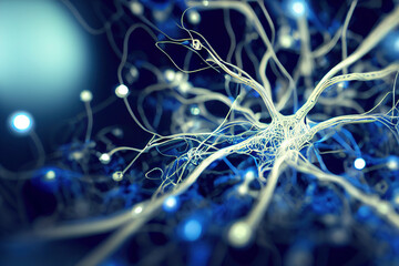 Neurons, brain cells, neural network - obrazy, fototapety, plakaty
