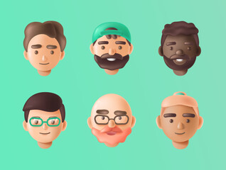 Avatars of happy men of different races
