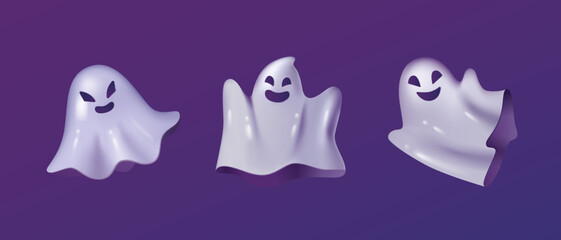 Set of cute Halloween ghosts