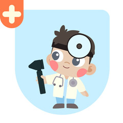 Doctor Kids Pose illustrations. Cute in doctor costumes.