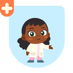 Doctor Kids Pose illustrations. Cute in doctor costumes.