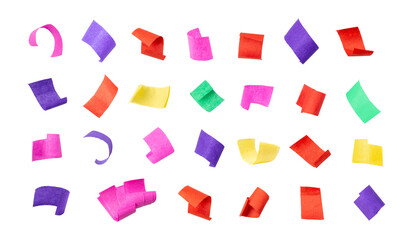 Colored Paper Confetti Set, Colorful Decoration Isolated