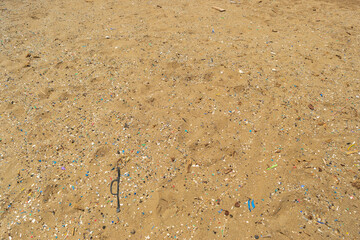 Microplastics on Sand Beach