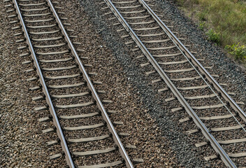 Obraz premium Railway Lines, Train Tracks, Metal Rails, Railway Track