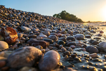 Sea Waves on Pebble Beach