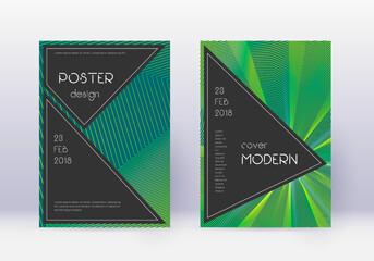 Fototapeta Black cover design template set. Green abstract li obraz