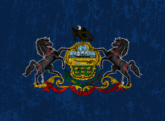 Pennsylvania state grunge flag. Vector illustration.