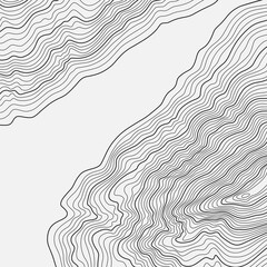 The stylized height of the topographic contour in lines and contours. The concept of a conditional geography scheme and the terrain path. 1x1 size. Black and white colors. Vector illustration.