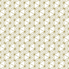 Seamless geometric pattern based on japanese style Kumiko.Gold lines.
