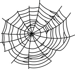 Obraz premium Cobweb. Halloween monochrome spiderweb, black silhouette isolated circle object, hand drawn contour element, spooky autumn horror holiday graphic, scary party decor, vector illustration