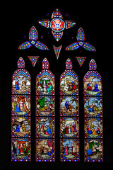 Quimper. Vitrail de la cathédrale saint-Corentin. Finistère. Bretagne	