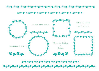 Obraz premium 蔦のフレーム、ラインセット（緑）