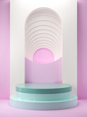 Empty Realistic pedestal cylinder podiums,minimal scene,Abstract produc stand for product display presentation,Stage showcase,3d rendering.