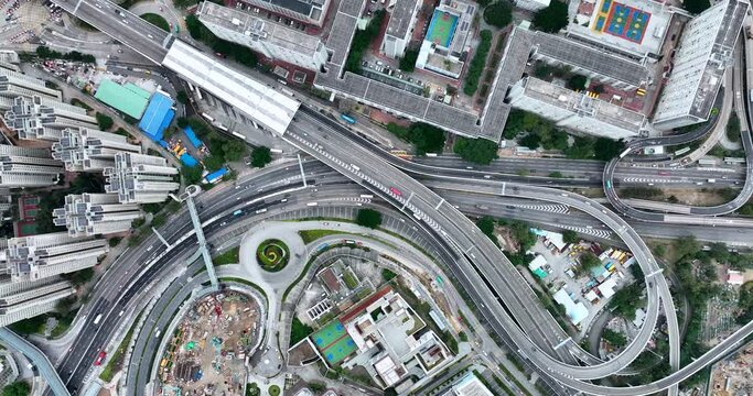 Top down view of Hong Kong city
