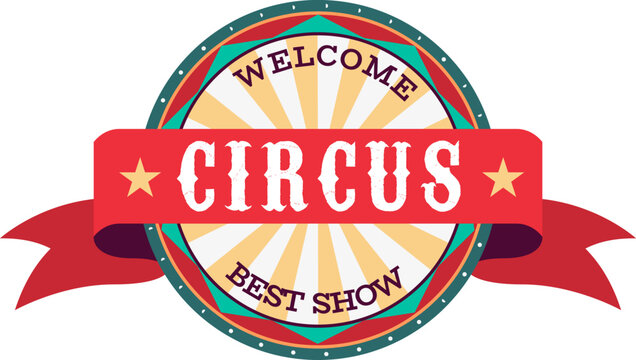 Round circus label. Carnival show badge template