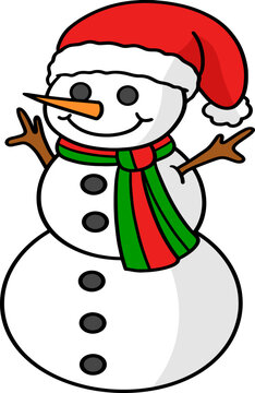 Snowman Cartoon Colored Clipart Illustration