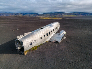 View of the plane wreck on Iceland