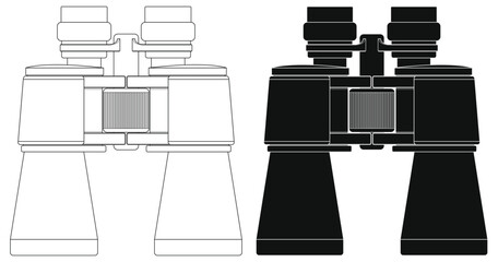 Layered editable vector illustration outline of binoculars.