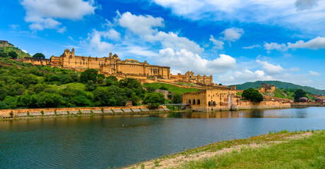 View Of Amer Fort or Amber Fort is a fort located in Amer, Rajasthan, India. The town of Amer and...