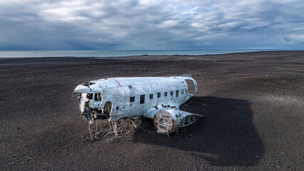 View of the plane wreck on Iceland