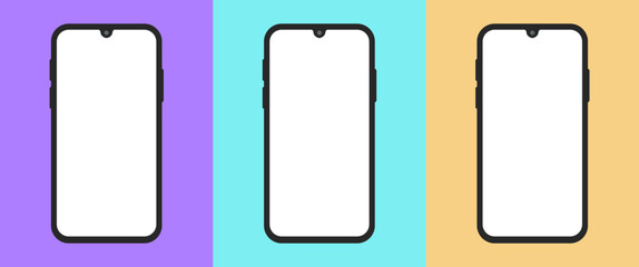 Modern Isolated Smartphone Set Colorful Mockup Illustration Template