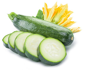 Zucchini on a white background.