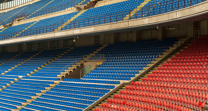 At the tribunes of San Siro arena - the official stadium of FC  Milan and FC Inter, Italy