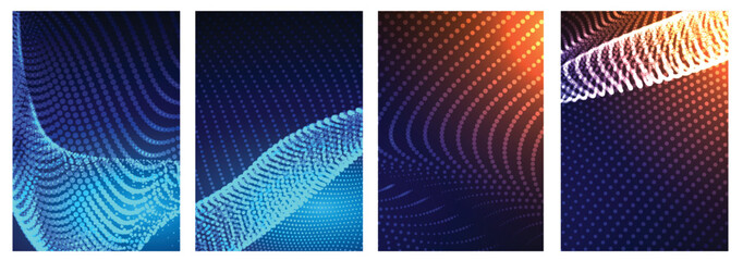 Abstract digital technology wave of particles. Vector of technology background.