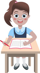 back to school and children education concept. Transparent background.Happy schoolchildren with books and backpacks.Cute smiling kids in cartoon style. School uniform.Elementary education. School time