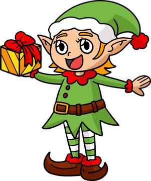 Christmas Elf Cartoon Colored Clipart Illustration