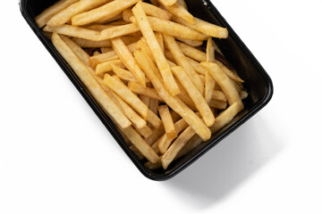 Potato fry or french fries on white isolated background.