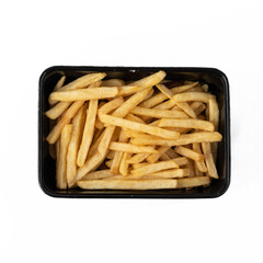 Potato fry or french fries on white isolated background.