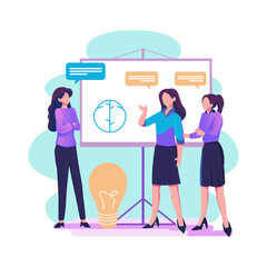 Brainstorm online meetup flat style illustration design