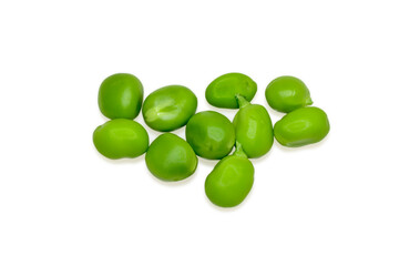Sweet fresh green peas isolated on white background