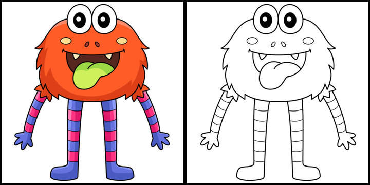 Monster with Long Arm And Long Leg Coloring Page