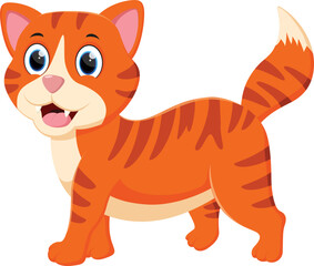 Fototapeta na wymiar Cute orange cat cartoon isolated on white background